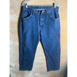 Rustler Mens Dark Wash Denim Jeans Straight Leg Size 34x29